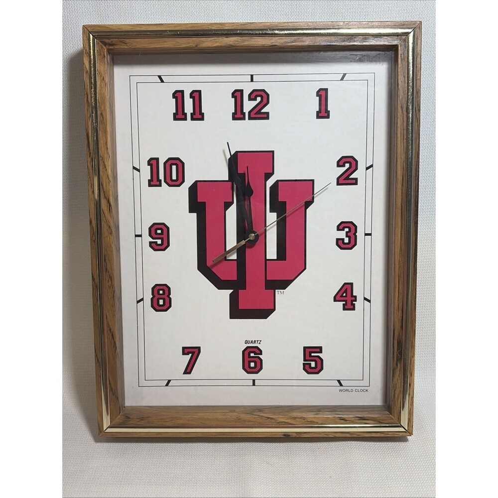 Vintage NCAA College INDIANA UNIVERSITY IU HOOSIERS Wall Clock 11" x 14" WORKS